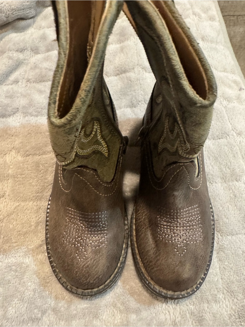 Kids Brown and Olive Western Boots